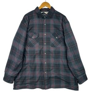 David Taylor Flannel Plaid Button Up Shirt Shacket Mens Black Gray‎ Red Lined XL